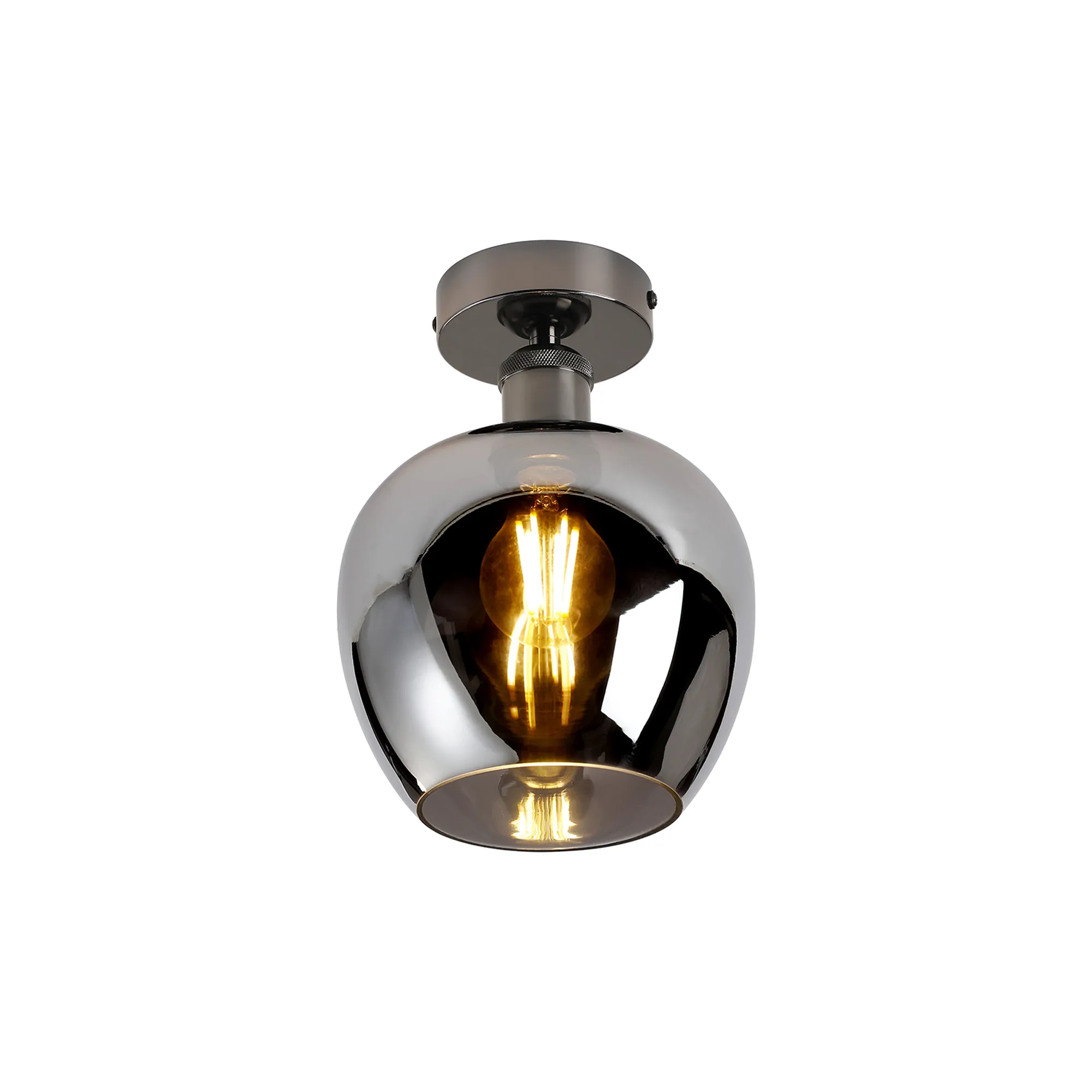 Cawdor Black Chrome Ceiling Lights Deco Flush Fittings